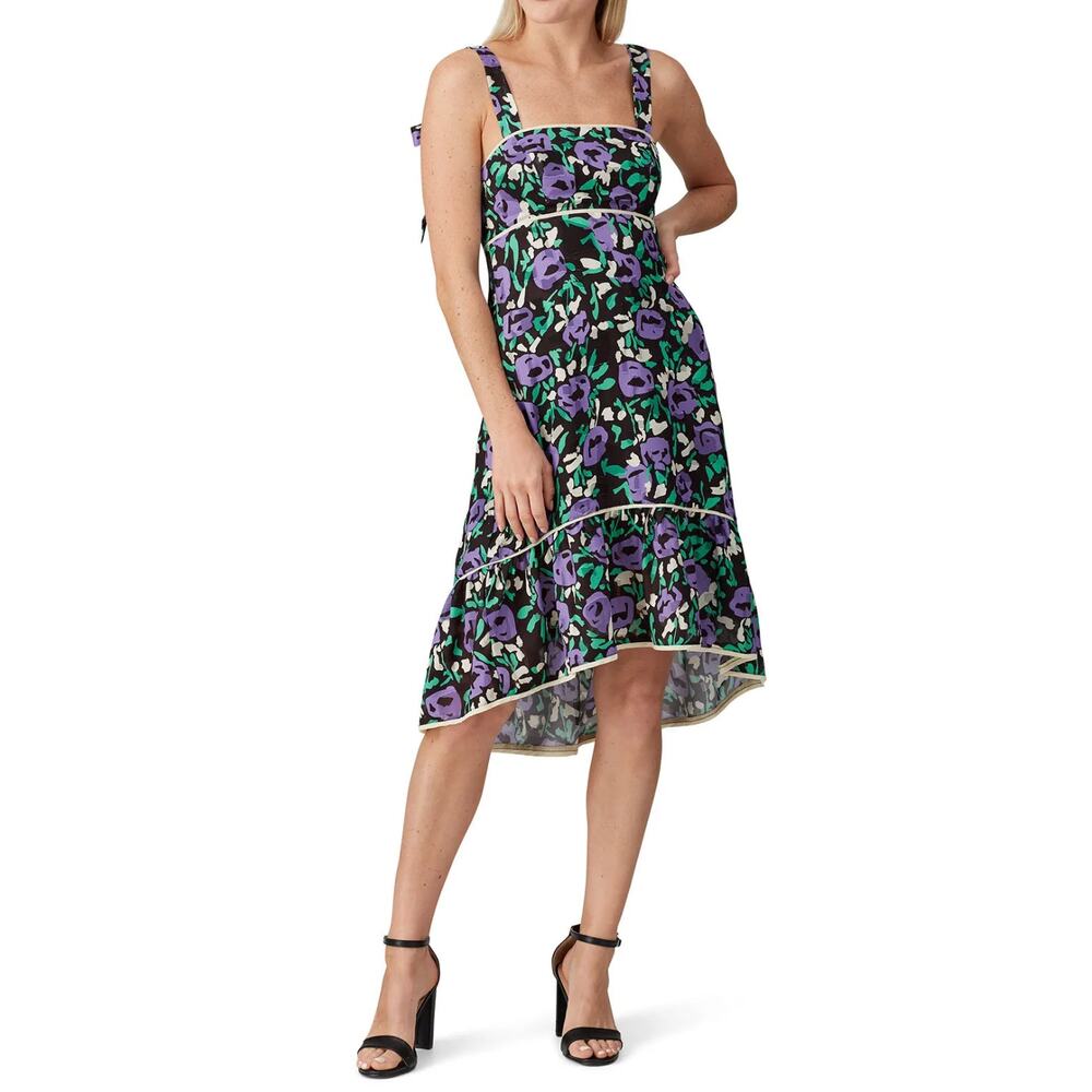 Foxiedox Monet Floral Short Sun Dress in Purple Floral Size Large